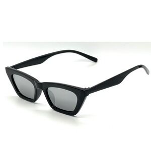 Cat Eye Sunglasses Women Black Silver‎ Lens Fashion Sun Glasses Festival Hippie